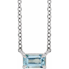 Platinum Natural Aquamarine 18" Necklace