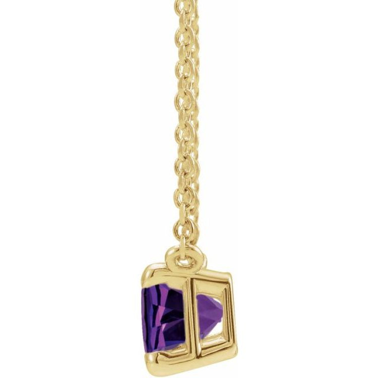 14K Yellow Gold Natural Amethyst 18" Necklace