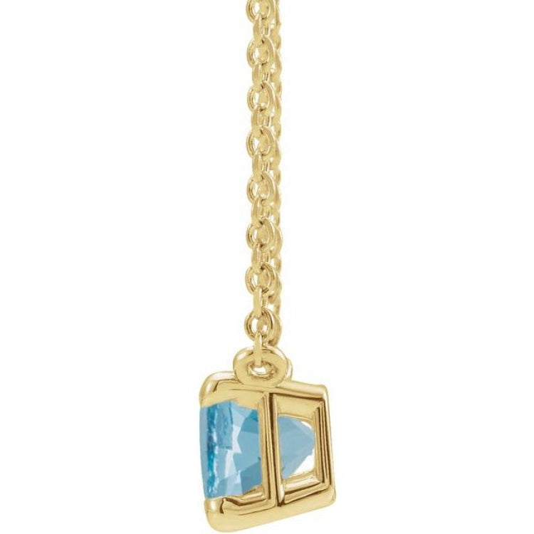 14K Yellow Gold Natural Aquamarine 18" Necklace