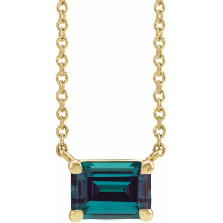 14K Yellow Gold Lab-Grown Alexandrite 18" Necklace
