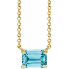14K Yellow Gold Natural Blue Zircon 18" Necklace