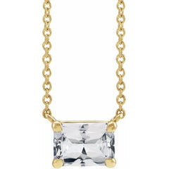 14K Yellow Gold Natural White Sapphire 18" Necklace