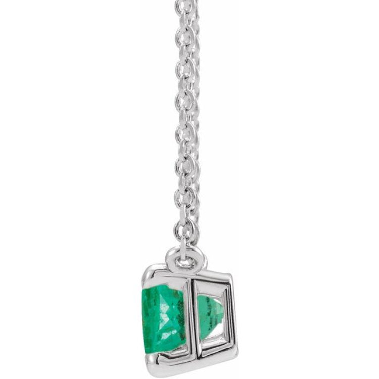 14K White Gold Lab-Grown Emerald 18" Necklace