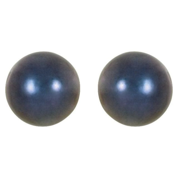 14K Yellow Gold 6 mm Cultured Black Akoya Pearl Earrings