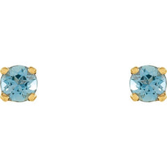 14K Yellow Gold Natural Blue Zircon Youth Earrings