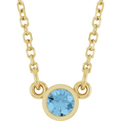 14K Yellow Gold Natural Sky Blue Topaz Solitaire 18" Necklace