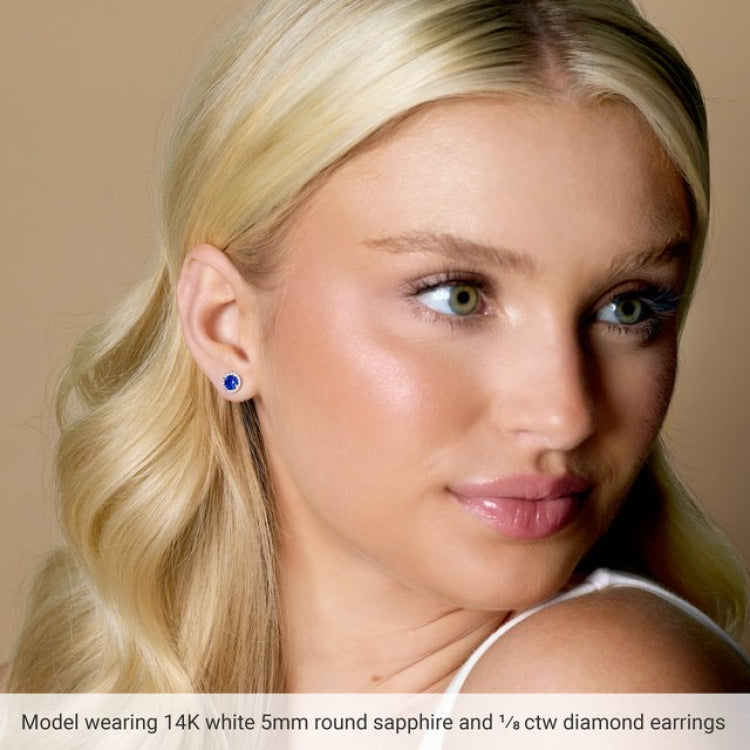 14K White Gold 4 mm Natural Tanzanite & 1/10 CTW Natural Diamond Earrings
