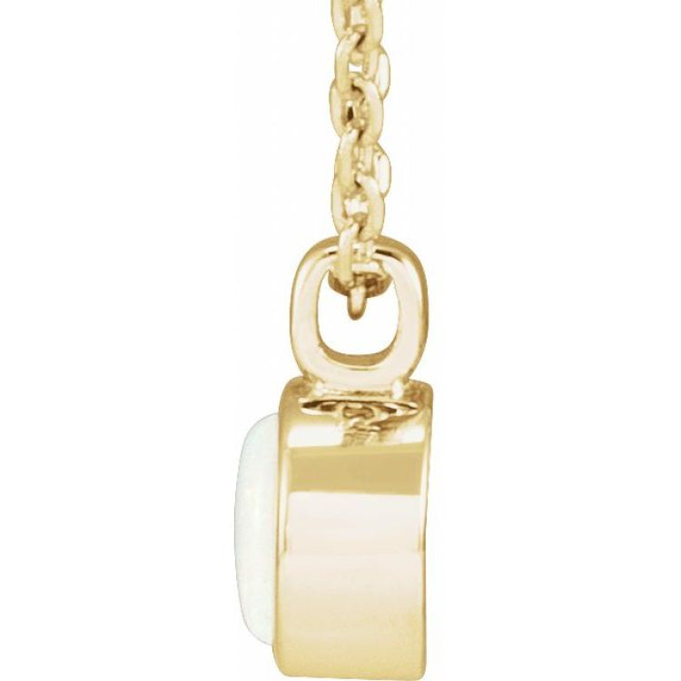 14K Yellow Gold Natural White Opal Bezel-Set 16-18" Necklace
