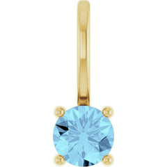 14K Yellow Gold Imitation Aquamarine Solitaire Charm/Pendant