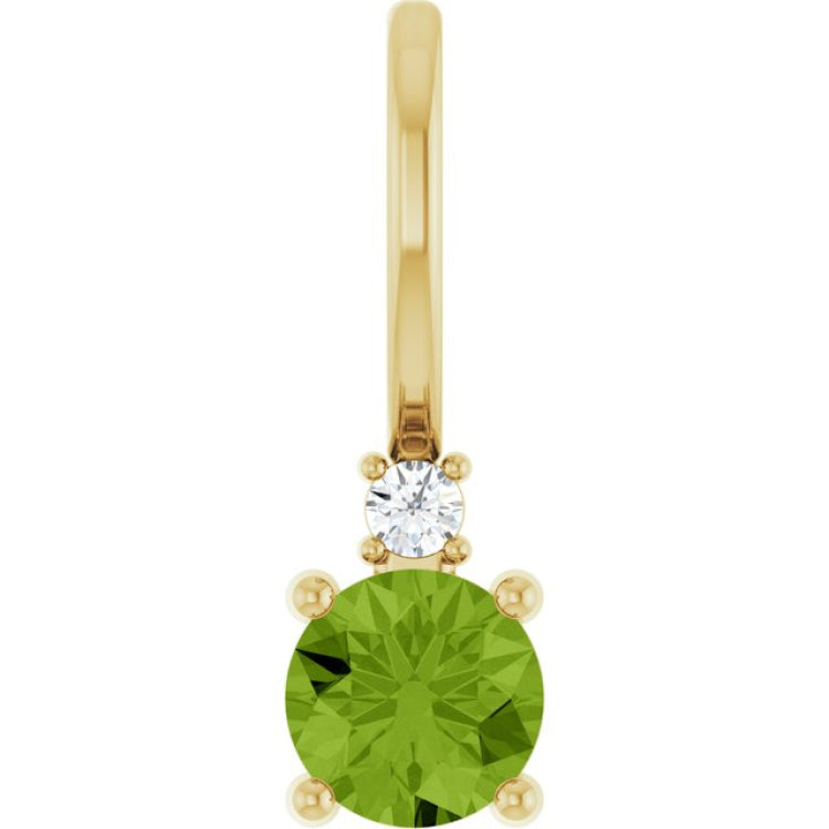 14K Yellow Gold Natural Peridot & .015 CT Natural Diamond Charm/Pendant