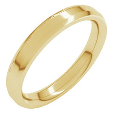 14K Yellow Gold 3 mm Beveled-Edge Comfort-Fit Flat Band Size 10