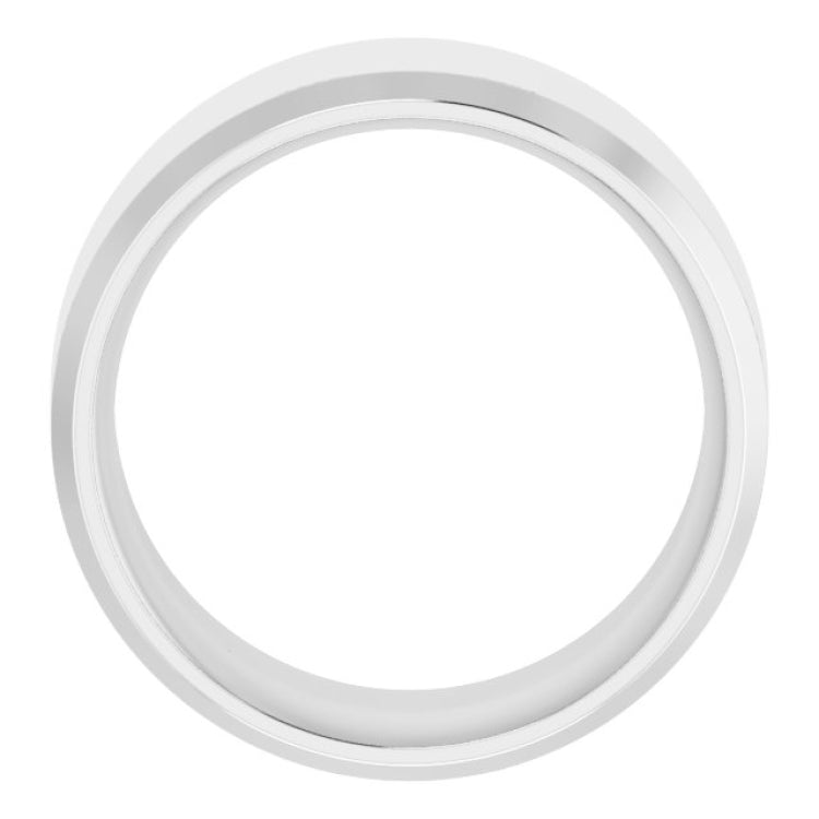 14K White Gold 10 mm Beveled-Edge Comfort-Fit Flat Band Size 11.5