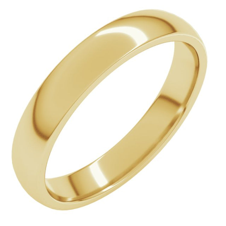18K Yellow Gold 3.5 mm Lightweight Comfort-Fit Half Round Band Size 8