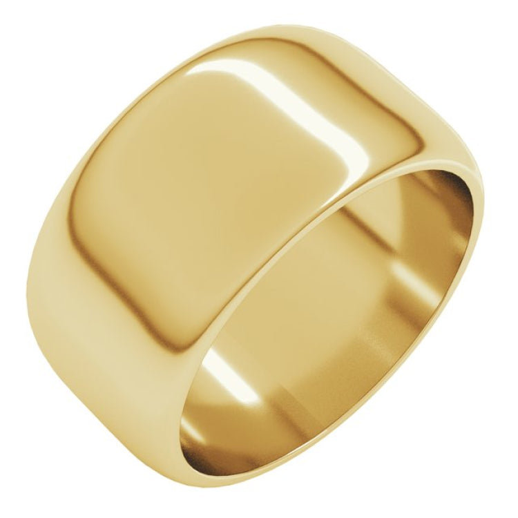14K Yellow Gold 10 mm Half Round Band Size 6