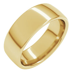 14K Yellow Gold 7 mm Comfort-Fit European-Style Band Size 10