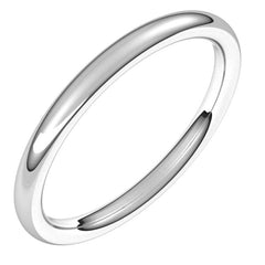 14K White Gold 2 mm Comfort-Fit European-Style Band Size 6