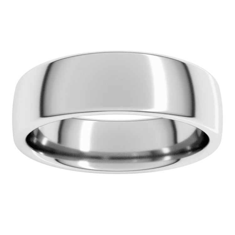 14K X1 White Gold 6 mm Comfort-Fit European-Style Band Size 9