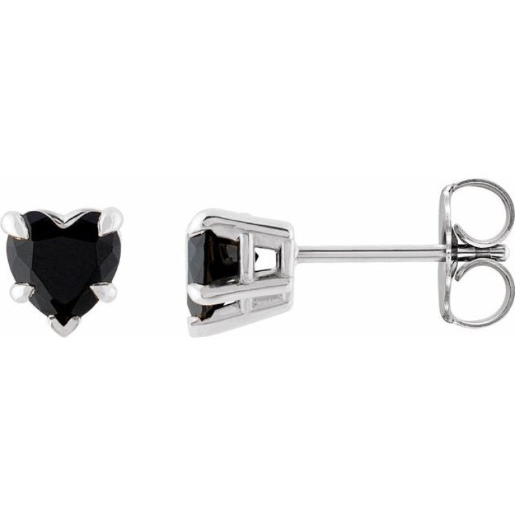 14K White Gold Natural Black Onyx Stud Earrings