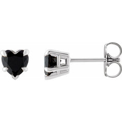 14K White Gold Natural Black Onyx Stud Earrings