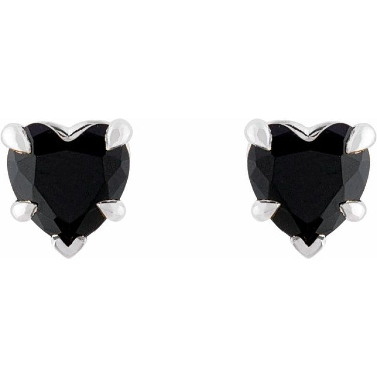 14K White Gold Natural Black Onyx Stud Earrings