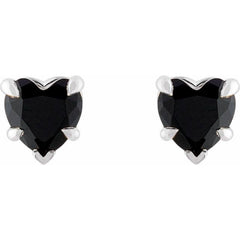 14K White Gold Natural Black Onyx Stud Earrings