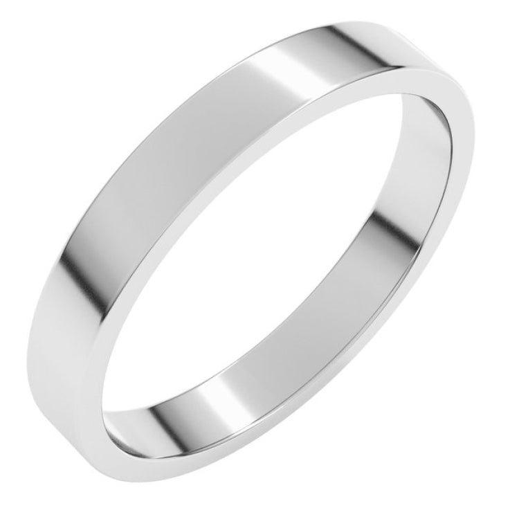 14K White Gold 3 mm Flat Band Size 10