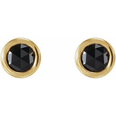 14K Yellow Gold 1/5 CTW Rose-Cut Natural Black Diamond Bezel-Set Earrings
