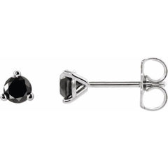 14K White Gold 1/8 CTW Natural Black Diamond  Earrings