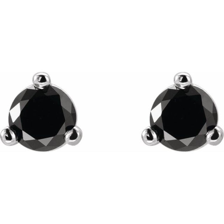 14K White Gold 1/8 CTW Natural Black Diamond  Earrings
