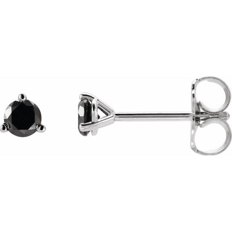 14K White Gold 1/5 CTW Natural Black Diamond  Earrings