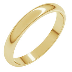 18K Yellow Gold 3 mm Half Round Band Size 8