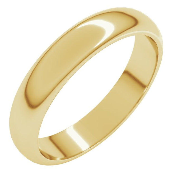 18K Yellow Gold 4 mm Half Round Band Size 7.5