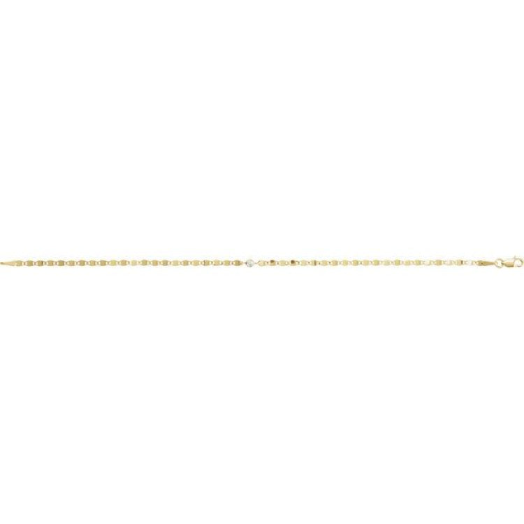 14K Yellow Gold .06 CT Natural Diamond Bezel-Set Link 7 1/2" Bracelet