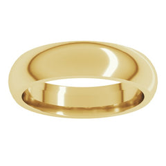 14K Yellow Gold 5 mm Comfort-Fit Half Round Band Size 13