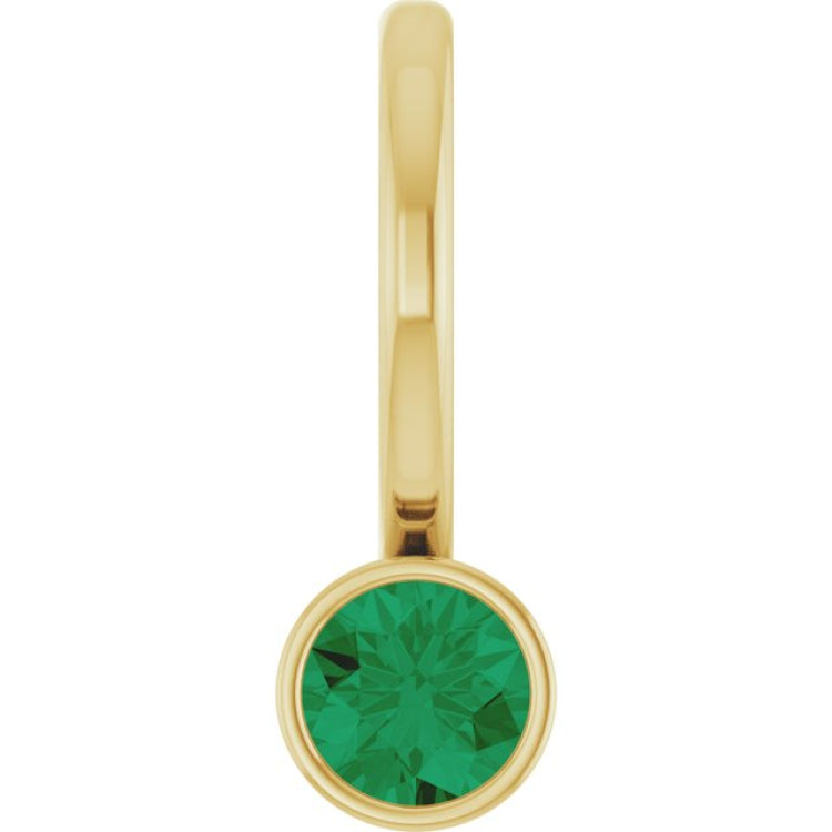 14K Yellow Gold Lab-Grown Emerald Charm/Pendant
