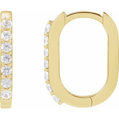 14K Yellow Gold Natural White Sapphire 14 mm Hoop Earrings