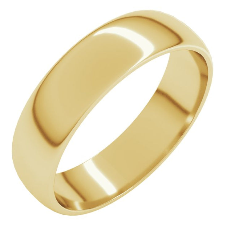 14K Yellow Gold 5 mm Lightweight Half Round Band Size 11
