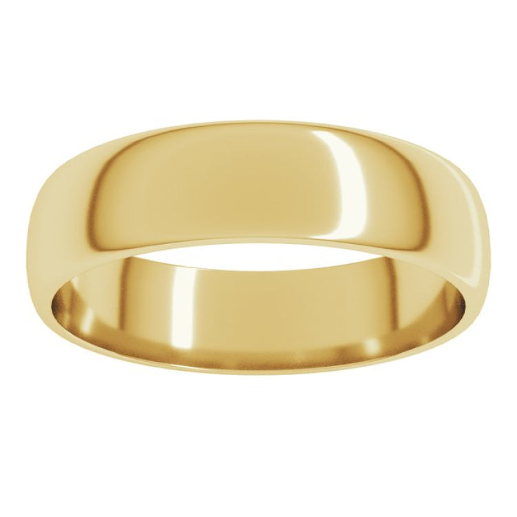 14K Yellow Gold 5 mm Lightweight Half Round Band Size 5