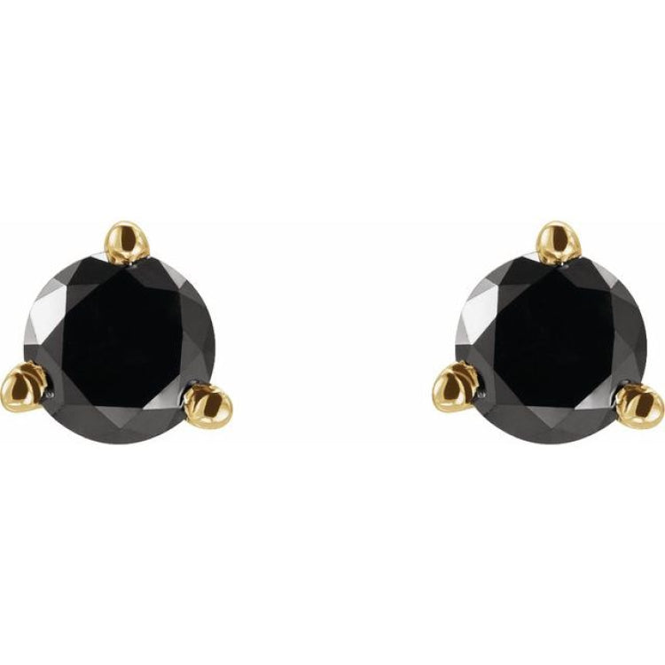 14K Yellow Gold 1 1/8 CTW Natural Black Diamond Earrings