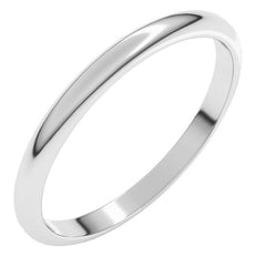 14K White Gold 2 mm Half Round Band Size 4.5