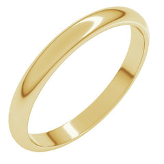 14K Yellow Gold 2.5 mm Half Round Band Size 4.5