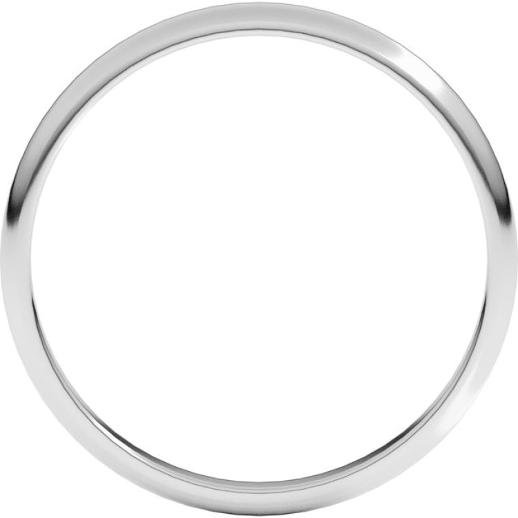 10K White Gold 2 mm Lightweight Half Round Band Size 7.5