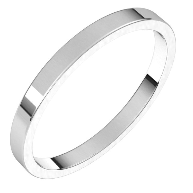 10K White Gold 2 mm Flat Band Size 6