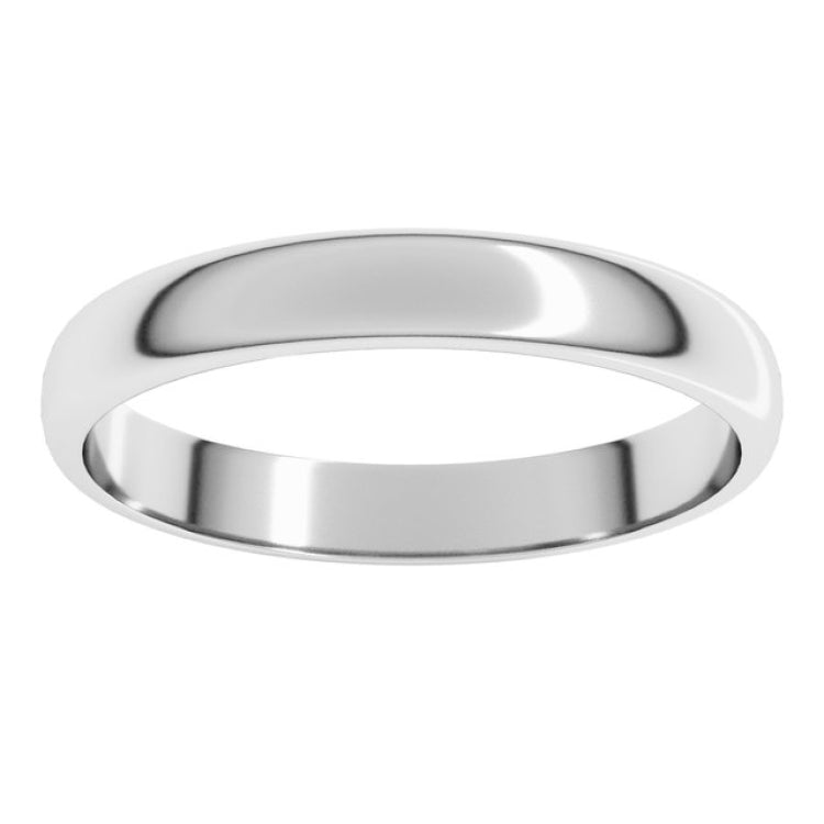 10K White Gold 3 mm Lightweight Half Round Band Size 7