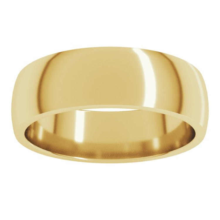 18K Yellow Gold 6 mm Lightweight Comfort-Fit Half Round Band Size 9.5