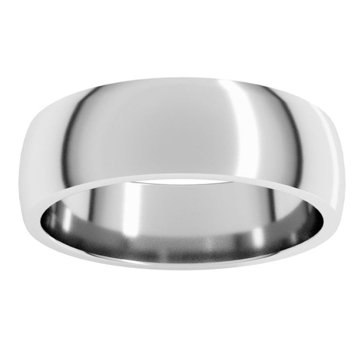 14K White Gold 6 mm Lightweight Comfort-Fit Half Round Band Size 7.5