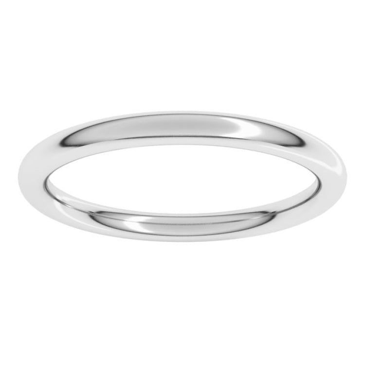 14K White Gold 2 mm Comfort-Fit Full Round Band Size 5.5