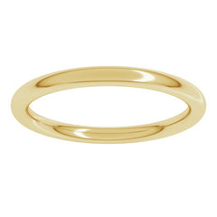 18K Yellow Gold 2 mm Comfort-Fit Full Round Band Size 5.5