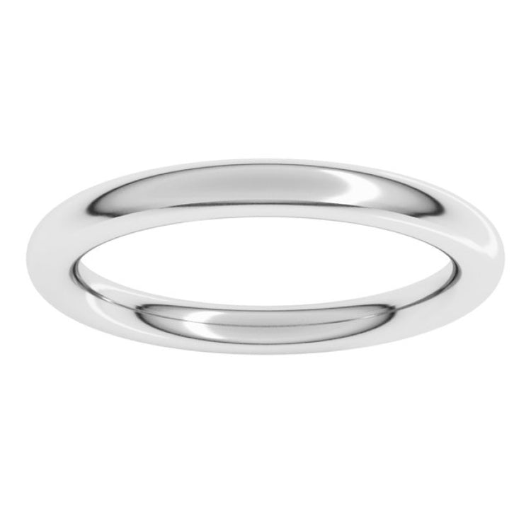 14K White Gold 2.5 mm Comfort-Fit Full Round Band Size 7.5