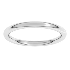 14K White Gold 2 mm Comfort-Fit Full Round Band Size 7